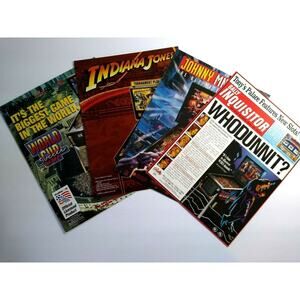 Pinball Flyers Lot Of 4 Games World Cup Indiana Jones Johnny Mnemonic Whodunnit